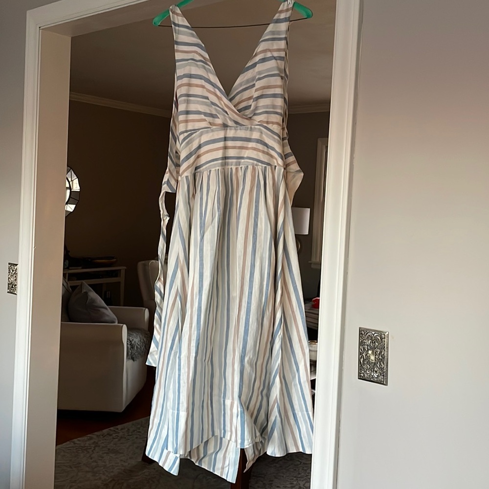 Free People linen and cotton dress with ties at the shoulder